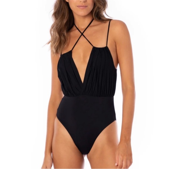 NWT Maaji Midnight Ash Audrey V Plunge One Piece- size M - Picture 1 of 10
